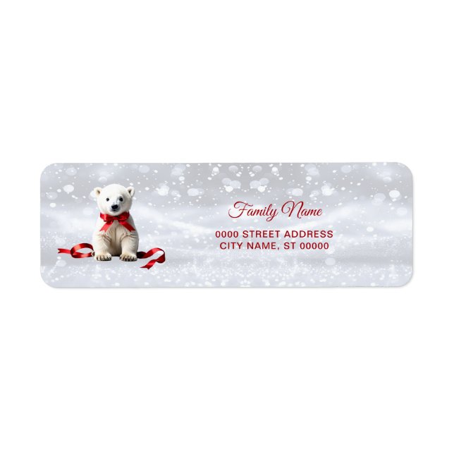 Polar Bear Christmas Return Address Label (Front)