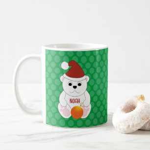 Polar bear Christmas Santa hat Personalize Coffee Mug