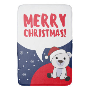 Polar Bear Christmas Snow Winter Animals Polar Bat Bath Mat