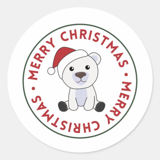 Polar Bear Christmas Snow Winter Animals Polar Cla Classic Round Sticker (Front)