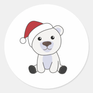 Polar Bear Christmas Snow Winter Animals Polar Classic Round Sticker