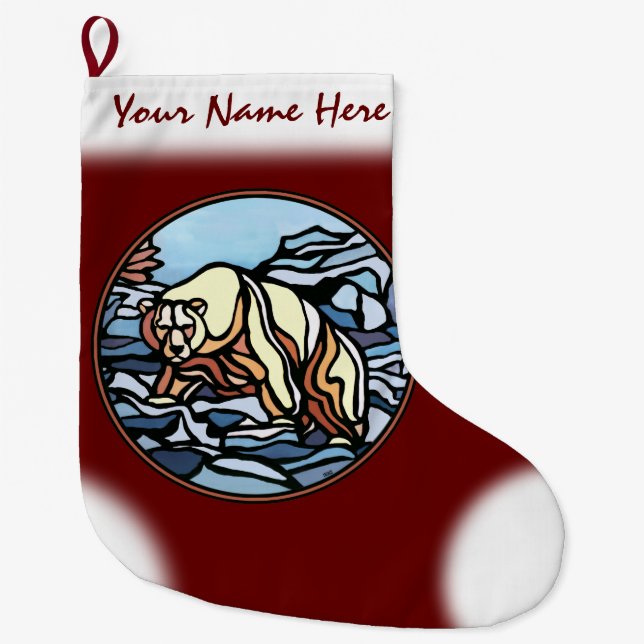Polar Bear Christmas Stocking Custom Bear Stocking (Front)
