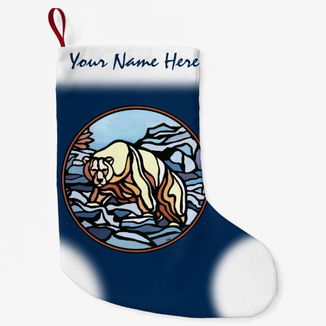 Polar Bear Christmas Stocking Custom Bear Stocking (Front)
