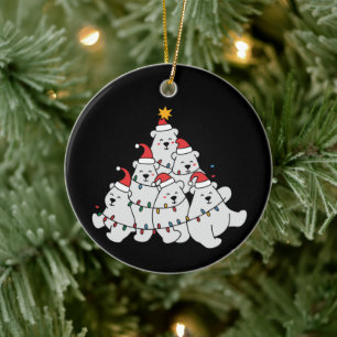 Polar Bear Christmas Tree Funny Animal Bears Ceramic Ornament