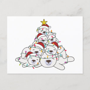 Polar Bear Christmas Tree Funny Animal Christmas P Postcard