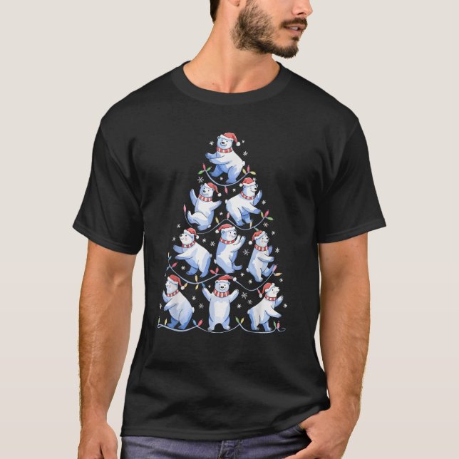 Polar Bear Christmas Tree Funny Ice Bear Holiday  T-Shirt (Front)