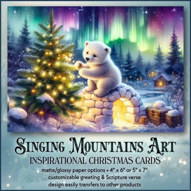 Polar Bear Christmas Tree & Igloo Inspirational Holiday Card (Creator Uploaded)