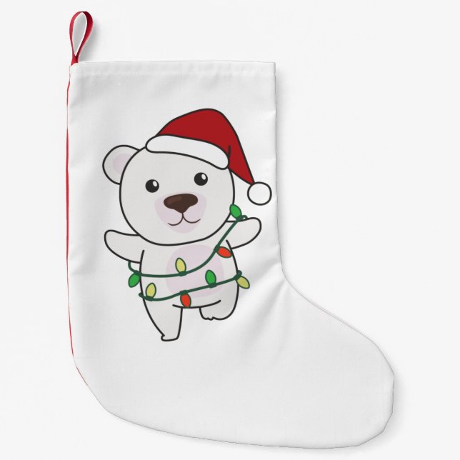 Polar Bear Christmas Winter Animals Polar Bears Small Christmas Stocking (Front)