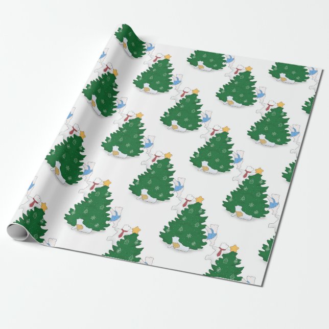 Polar Bear Christmas  Wrapping Paper (Unrolled)