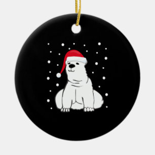 Polar Bear Christmas Zoo Animals Gift Idea Ceramic Ornament