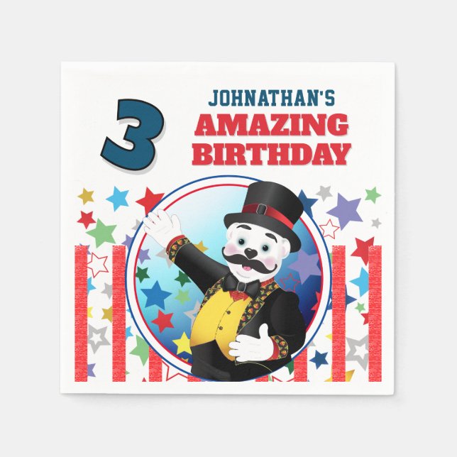 Polar Bear Circus Birthday  Napkin (Front)