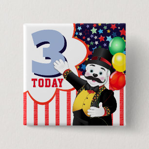 Polar Bear Circus Kids Birthday Party 2 Inch Square Button