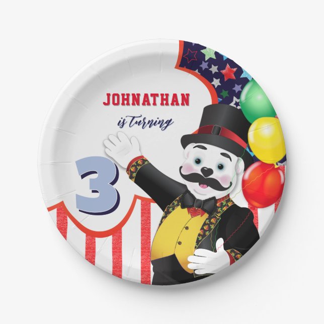 Polar Bear Circus Kids Birthday Party Paper Plates (Front)