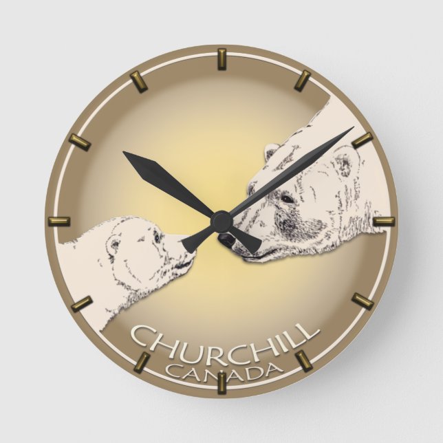 Polar Bear Clock Churchill Canada Bear Wall Clock (Front)