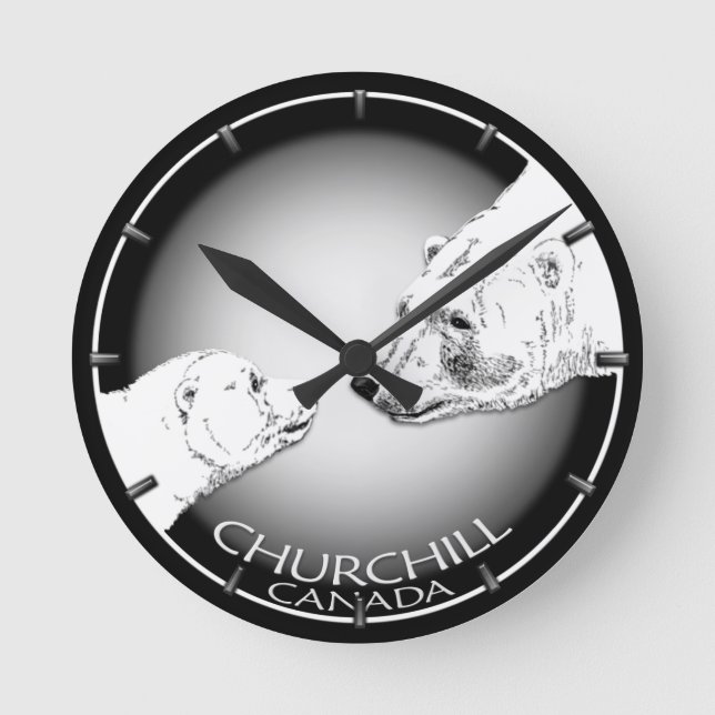 Polar Bear Clock Churchill Canada Bear Wall Clock (Front)