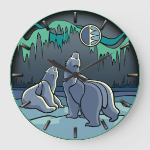 Polar Bear Clock Cool Native Bear Art Wall Clock