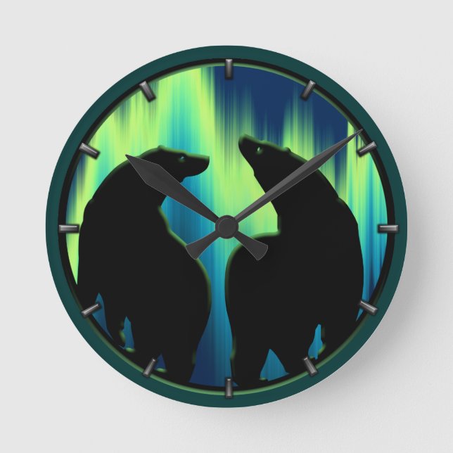 Polar Bear Clock Cool Native Bear Art Wall Clock (Front)