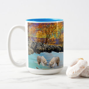 Polar Bear Clubs Fishing, Two-Tone Coffee Mug