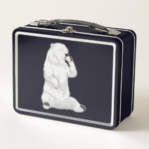 Polar bear Coffee Cup Metal Lunch Box