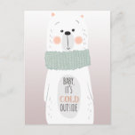 Polar bear - Cold outside - Fun Christmas postcard<br><div class="desc">NewParkLane - Cute Christmas postcard,  with polar bear and fun,  romantic quote: 'Baby it's cold outside' in modern,  handwritten typography.</div>