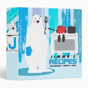 Polar bear cooking santa personalized recipe binder
