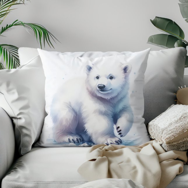 Polar Bear Cool Calm & Unstoppable Throw Pillow (Creator Uploaded)
