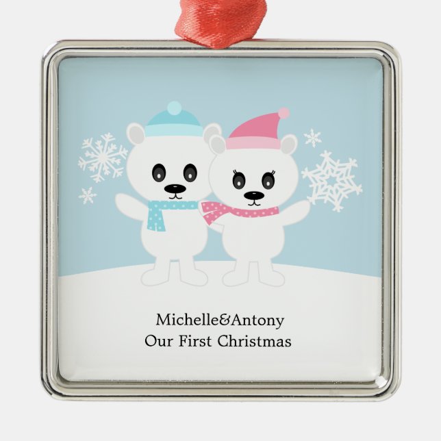 Polar Bear Couple Ornaments (Front)