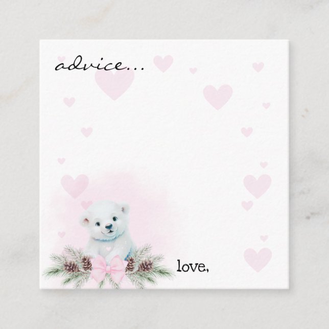 Polar Bear Cub Baby shower Conseils pour les carte (Devant)