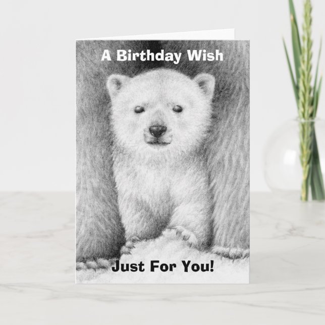 Polar Bear Cub Birthday Card (Front)