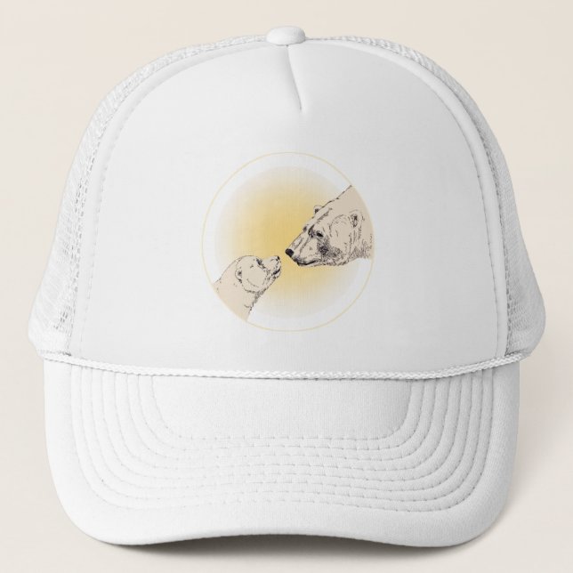 Polar Bear & Cub Caps Wildlife Bear Art Caps (Front)