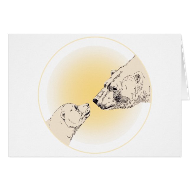Polar Bear & Cub Cards Wildlife Bear Art Card (Front Horizontal)