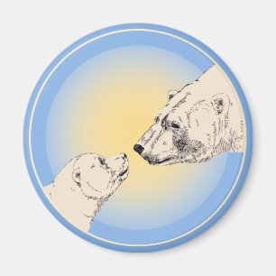 Polar Bear & Cub Fridge Magent Wildlife Art Gifts Magnet