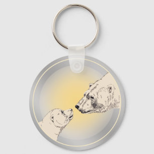 Polar Bear & Cub Keychain Wildlife Art Canada Gift