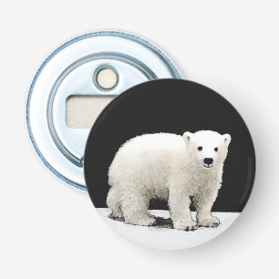 Polar Bear Cub Painting - Original Wildlife Art Bottle Opener