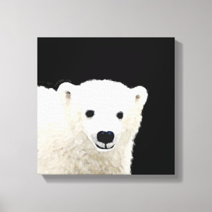 Polar Bear Cub Painting - Original Wildlife Art Canvas Print