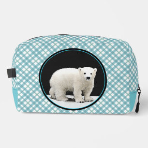 Polar Bear Cub Painting Original Wildlife Art Dopp Kit
