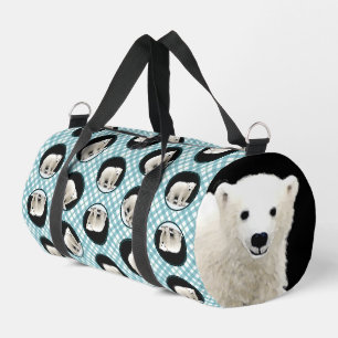 Polar Bear Cub Painting Original Wildlife Art Duffle Bag