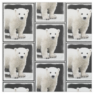 Polar Bear Cub Painting - Original Wildlife Art Fabric