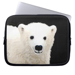 Polar Bear Cub Painting - Original Wildlife Art Laptop Sleeve