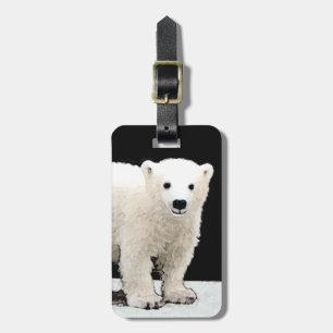 Polar Bear Cub Painting - Original Wildlife Art Luggage Tag
