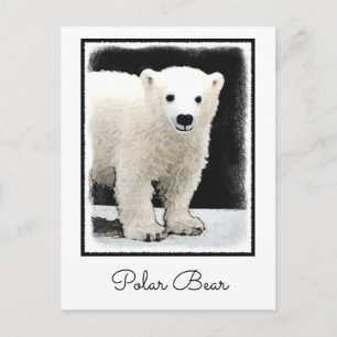 Polar Bear Cub Painting - Original Wildlife Art Postcard