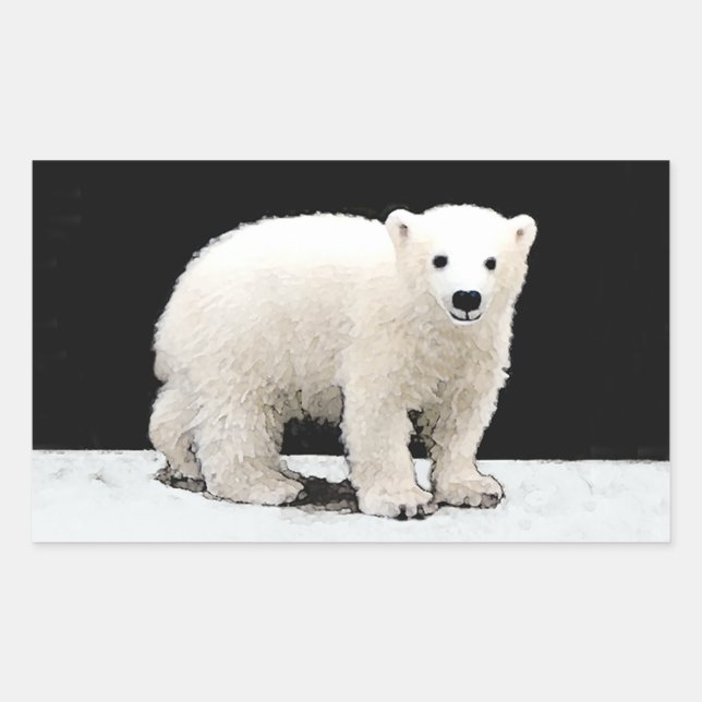Polar Bear Cub Painting - Original Wildlife Art Sticker (Front)