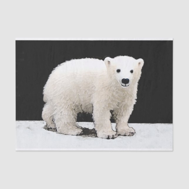 Polar Bear Cub Painting - Original Wildlife Art Tissue Paper (Front)