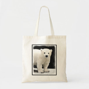 Polar Bear Cub Painting - Original Wildlife Art Tote Bag
