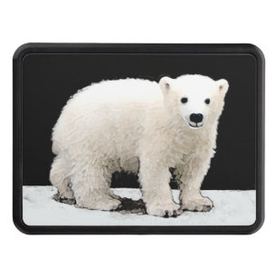 Polar Bear Cub Painting - Original Wildlife Art Trailer Hitch Cover