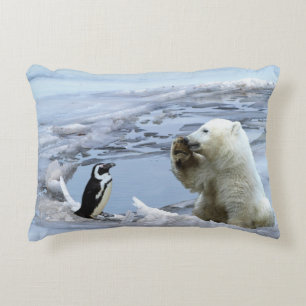 Polar Bear Cub & Penguin Best Friends  Accent Pillow
