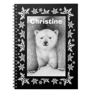 Polar Bear Cub Snowflake Christmas Notebook