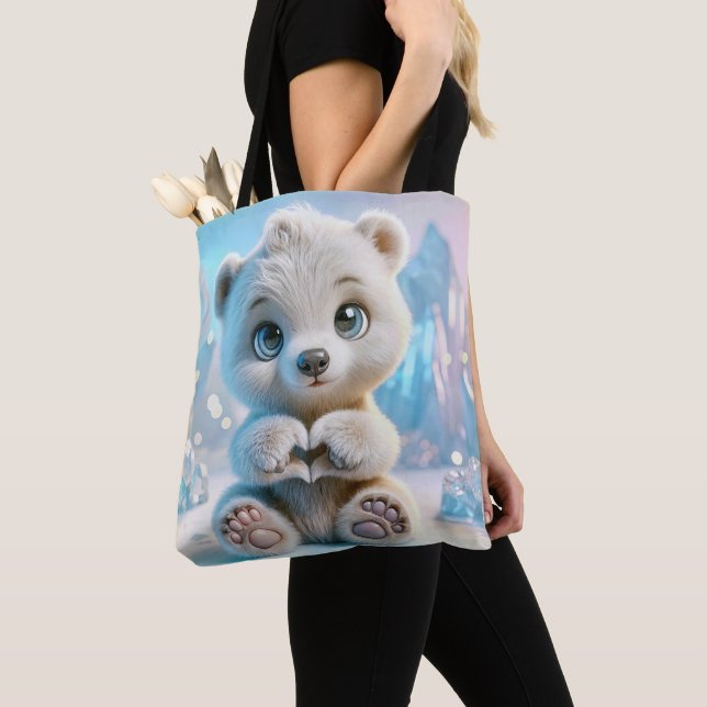 Polar Bear Cub  Tote Bag (Close Up)