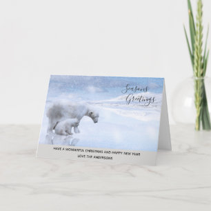 Polar Bear Cub Winter Snow Xmas Photo Personalized Holiday Card