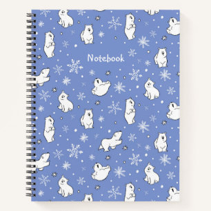 Polar Bear Cubs and Snowflakes - Personalize - Notebook
